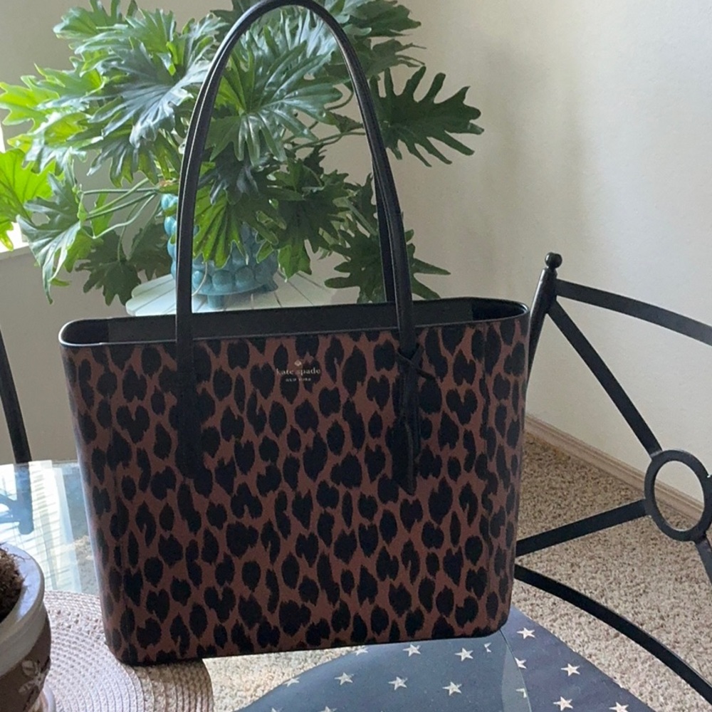 Kate Spade Black and Brown Animal Print Tote